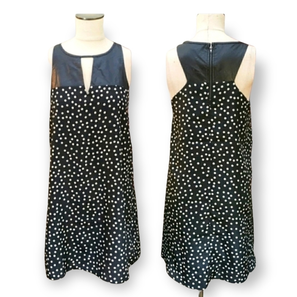 THML | S polka dot & vegan leather sleeveless dress